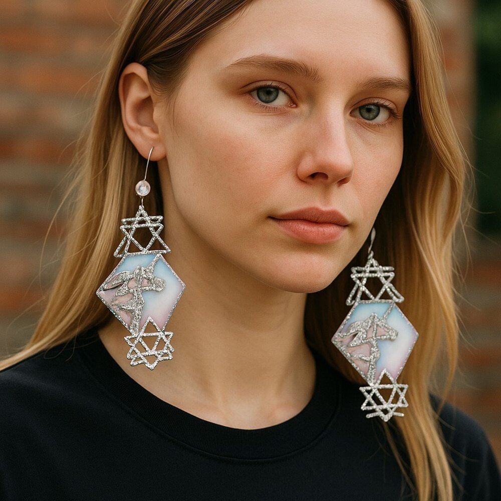 earring unicorn fashion , boucle d'oreille